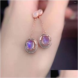 Stud Earrings 14K Solid Gold Amethyt Gemstone Fine Jewelry For Women Luxury Gift 14 K Plated Ear Rings Bohemia Earing Drop De Dhgarden Dho93