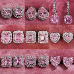 Stud Arrivals Fashion Luxury silver color korean Zircon Stud Pink Earing Earrings For Women Girl Party Gift Jewelry Z7 230808