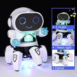 Electric/RC Animals Kids Dance Robots Music LED 6 Claws Octopus Robot Birthday Gift Toys For Children Early Education Baby Toy Boys Girls 230808