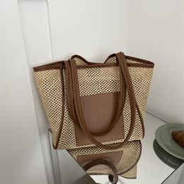 Evening Bags Versatile Beach Straw Vacation Woven Tote Bag For Women 2023 Shoulder Fashion Handbag Female Casual Travel Shopper