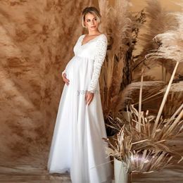 Maternity Dresses Lace White Maternity Dresses For Baby Shower Sexy Pregnancy Photo Shoot Maxi Gown Pregnant Women Party Wedding Photography Props HKD230808