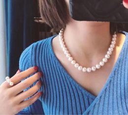 Chains Hand Knotted Sturdy Top Grading Japanese Akoya10-11mm White Pearl Necklace 16in18" 20in 22in 24in 35in
