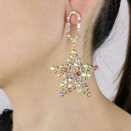 Dangle Earrings Bohemian Multicolor Star Long Drop For Women Statement Romantic Sparkle Rhinestone Fashion Jewellery Korean