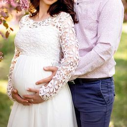 Maternity Dresses Wedding Pregnancy Photoshoot Dress Long Sleeve Clothes For Pregnant Women Fashion Maternity Clothing Lace Maternity Party Dress HKD230808