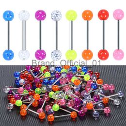 80pcs/lot Surgical Steel Glitter Tongue Piercing Ball Barbell Bar Tongue Ring Body Ear Studs Piercing Jewellery Women Men Piercing x0808