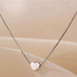 Chains FoYuan Silver Color Sweet Love Necklace Korean Edition Smooth Face Small Art Gift Pendant Jewelry