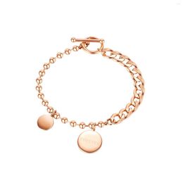 Link Bracelets JIALY European 3 Colour FOREVER Round Card Charm Chain 316L Stainless Steel Bracelet For Women Fashion Jewellery