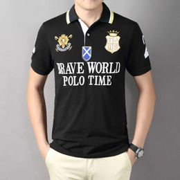 Summer Short Sleeve Polo Shirt Men's T-shirt Casual Loose Cotton Sports European Size Men's Black Style