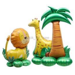 4D Standing Lion Dinosaur Animal Foil Balloons Kids Jungle Safari Birthday Party Decoration Toy Gift Helium Air Globos HKD230808