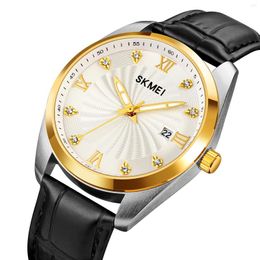 Wristwatches SKMEI 2061 Resistant Trend Quartz Men Watch Business Style Metal Scale Hour Markers Waterproof Scratch Sport Mens