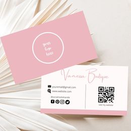 Business Card Files Customized Pink 300gsm Paper Cards With Printing Double Sided Free Design Small Branding 90x54mm 230808