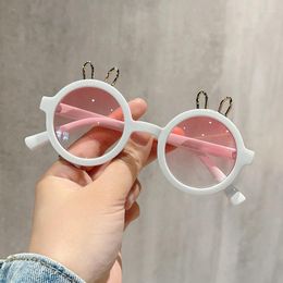 Солнцезащитные очки металлические уши дизайн детей мультфильм мода круглая рама очки