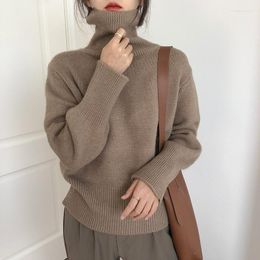 Women's Sweaters Autumn Elegant Turtle Neck Sweater Women Fashion Knitted Soft Basic Pullover Office-lady Loose Warm Female Knitwear Jumper