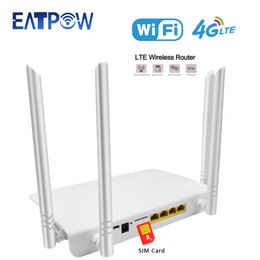 Routers EATPOW 4G Wireless Router SIM card spot Home wifi router EU Modem 300Ms 12V High Speed RJ45 WAN LAN External Antenna 230808