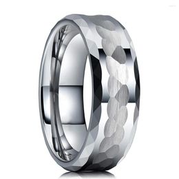 Wedding Rings Fashion Hammered Design Men Stainless Steel Silver Color Multi-Faceted Promise For Women Band Jewelry