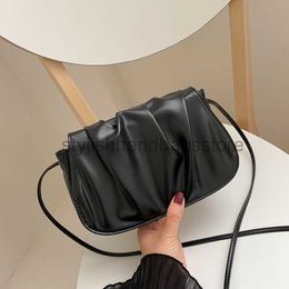 Shoulder Bags Crossbody Bag Summer 2023 New Fashion Saddle White Pleated Soft Duo Girlstylishhandbagsstore