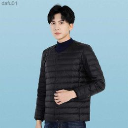 2022 New Lightweight Autumn Winter Jackets for Men 90% Duck Down Jacket Men Collarless Down Warm S-3XL Black Puffer Jacket Lq409 L230520