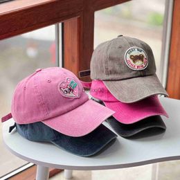 Ball Caps New Fashion Retro Baseball Caps Patch Cute Lovely Girls Pink Visor Hat Embroidery Dropshipping J230807