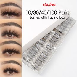 False Eyelashes Visofree 3040100 Pairs Lashes Bulk Mink Eyelashes 3D Mink False Eyelashes 100% Cruelty-free Dramatic Eyelashes 25mm 5D Lashes 230807