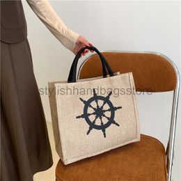 Shoulder Baobao Women's 2023 New Single Casual Canvas Large Capacity Handheld Tote Woven Cotton and Hemp Bagstylishhandbagsstore