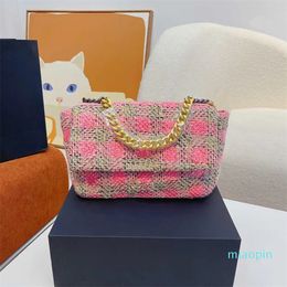 2023- Classic Lattice Luxury Shoulder Bags Women Designer Letter Purse Handbag Thick Chain All-match Fashion Clutch Wallet Handbags