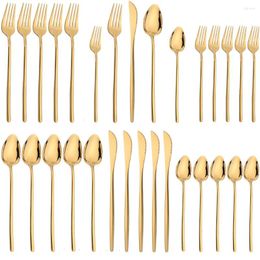 Flatware Sets 30Pcs Tableware Knife Forks Coffee Spoons Kitchen Cutlery Set 18/10 Stainless Steel Dinnerware Dishwasher Safe