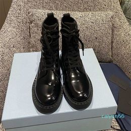 Boots Patent Leather and Lace-up Shoes Ankle Combat Boot Low Heel Ankle Boots Luxury Designers