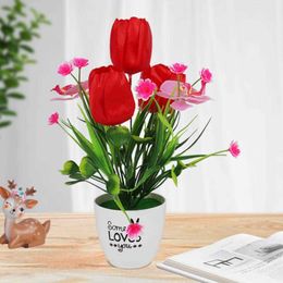 Planters Pots Pot Tanaman Tidak Layu Pot Bunga Imitasi Tengah Plastik Imitasi Tulip Pot Bunga untuk Rumah