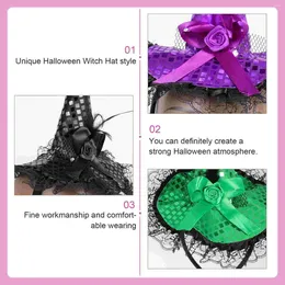 Bandanas Witch Hat Headband Halloween Costume Hair Hoops Sequins Stage Performance Headdress Festival Accessories Headbands