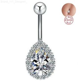 925 sterling silver Belly Button Bars Tear Drop Navel Piercing Ring Clear CZ Navel Rings Belly Rings Belly Piercing L230808