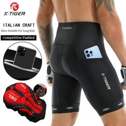 Pantaloncini da ciclismo X-TIGER Pantaloncini da ciclismo da uomo con tasca posteriore Pantaloncini da bici imbottiti in gel 5D per uomo Mountain Road Bike Equitazione Mezzi pantaloni Collant 230807