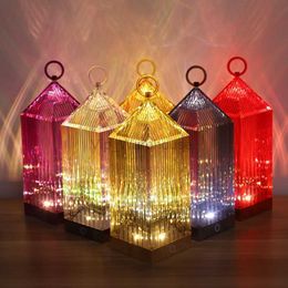 Acrylic Crystal Table Lamp Kartell Design USB Rechargeable Lantern Lamp Restaurant Bar Table Light Lamps Decorative Night Lights HKD230808