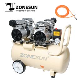 ZONESUN 750W 50L Pure Copper Piston Type Mute Oil-Free Air Compressor For Dental Woodworking Piant Portable Air Pump