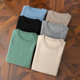 Men's Sweaters Winter Fashion Cashmere Sweater Casual Clothing Solid Color Jacquard Knitted O-Neck Soft Warm Pullover Male