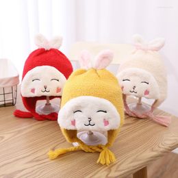 Berets Kids Girls Hat Autumn Winter Cute Plush Velvet Thick Headdresss Windproof Warm Knitted Ear Cap Children's Hats For Boys Baby