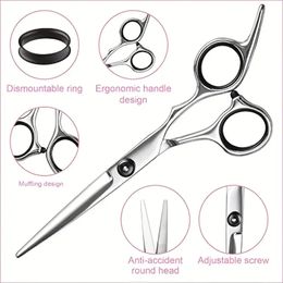 7pcs/Set Hair Cutting Scissors Thinning Shears Professional Barber Sharp Hair Scissors Hairdressing Shears Kit With Haircut Accessories In PU Leather Case