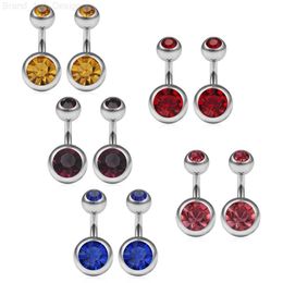 JFORYOU 14G 6mm 1/4 Inch 316L Surgical Steel Jewelled CZ Short Belly Earring Navel Button Rings 10PCS L230808