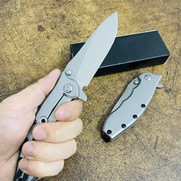 Top Quality Flipper Folding Knife D2 Gray Titanium Coating Blade Stainless Steel Handle Ball Bearing Fast Open Outdoor Survival Knives with Retail Box