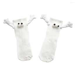 Women Socks 3D Doll Magnetic Couple Men Spring Summer Cartoon Big Eyes Short Tube Novelty Funny Sock