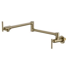 Pot Filler Tap Wall Mounted Foldable Kitchen Faucet Single Cold Single Hole Sink Taps Rotate Folding Spout Brushed Gold SUS 304