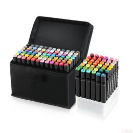 Markers Art 2430406080168 Colours Alcohol Felt Sketch Pen Manga Drawing Marker Set For Painting School Supplies 230807