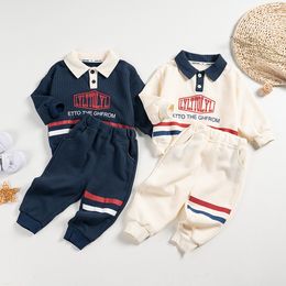 Clothing Sets 2023 Fashion Korean Kid Set Baby Boy Suit Spring Autumn Letter Print Girls 2pcs Outfits Children Clothes Cotton Top and Bottom 230807