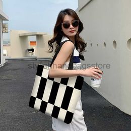 Shoulder Bags Canvas Bag Women's New Korean Versatile High Capacity Handbag Environmental Shopping Bag One Shoulder Tote Bagstylishhandbagsstore