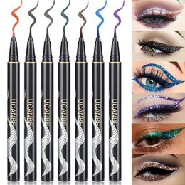 Eye ShadowLiner Combination UCANBE 7pcslot Liquid Eyeliner Virbant Metallic Shimmer Eyeliner Pen Waterproof Glitter Eye Liner Colored Women Eye Makeup 230807