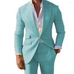 Men's Suits Summer Casual Men 2 Pcs Peaked Lapel Slim Fits Custom Made Costume Homme Wedding Groom Prom Dress Coat Pant Blazer Sets