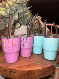 Tumbler Hot Selling Shot Glasses Stainless Steel Espresso Cup 3oz Mini Metal Tumbler with Straw and Lid T08 4.23