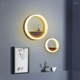 Wall Lamps Nordic LED Lamp Mirror Light Bedroom Bedside Wood Decor Home Sconce Fixture Loft Lights & Lighting Bathroom