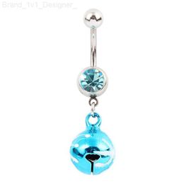 Belly button rings Women Piercing Bell Blue Wholesale 10 Pieces/Lot 14G Pin Medical Steel Bar Nickel-free Navel Ring L230808