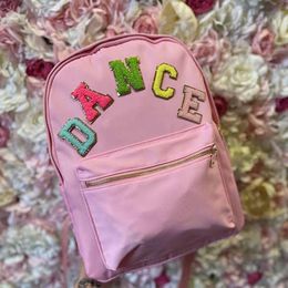 School Bags Candy Colour Nylon Backpacks Student Fashion Cute Letter Patches Teenage Girls Waterproof Large Capacity Schoolbag 230807