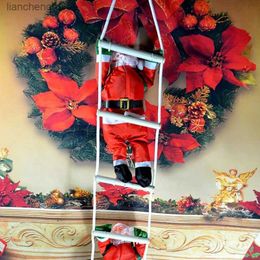 Santa Claus Climbing Ladder Santa Claus Doll Christmas Tree Hanging Ornament Outdoor Indoor Door Wall Decoration L230620